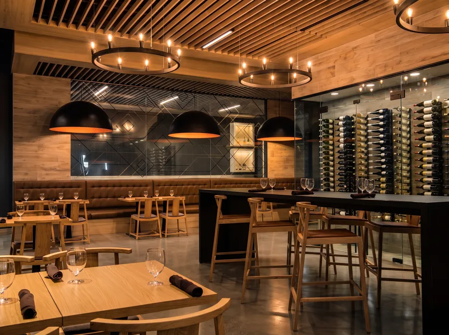 Restaurant with a glass wine room at Dakota Dunes Resort